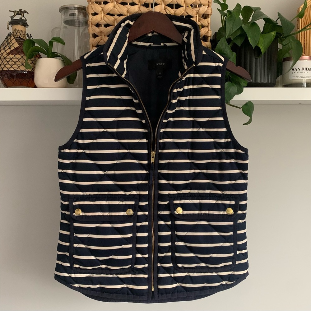 • [J. Crew] Striped Puffer Vest •